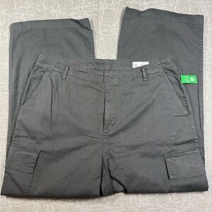 Gap Loose Khaki Cargo Pant Womens Sz 18 Gray Wide Leg Full Length NWT